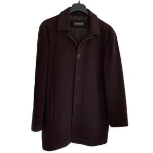 Men's Wool Coat - Brown - Large / 40"-42"